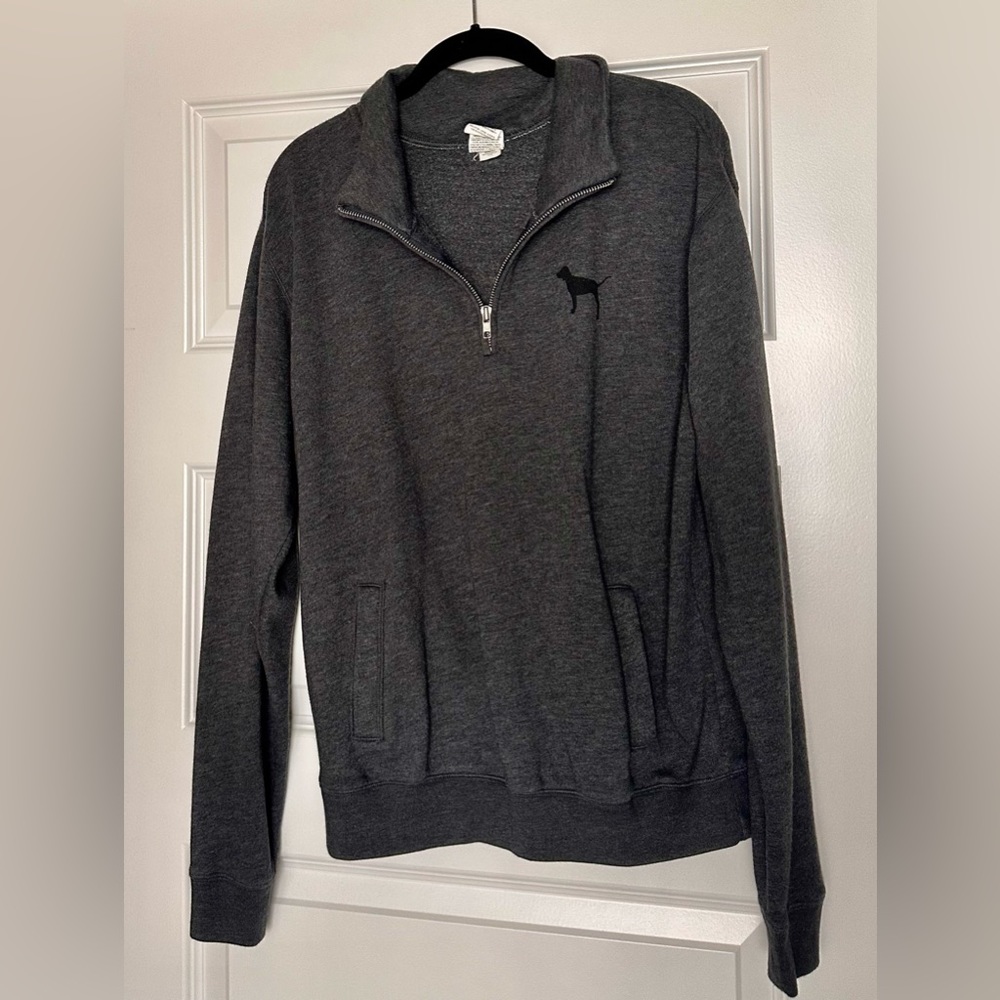 PINK Dark Grey Super Soft Quarter Zip